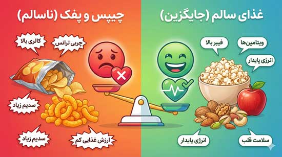 مقایسه مضرات پفک و چیپس